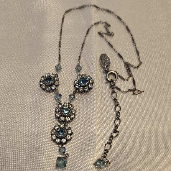 Liz Palacios Dazzling Silver and Blue Crystal Necklace - Picture 1 of 5